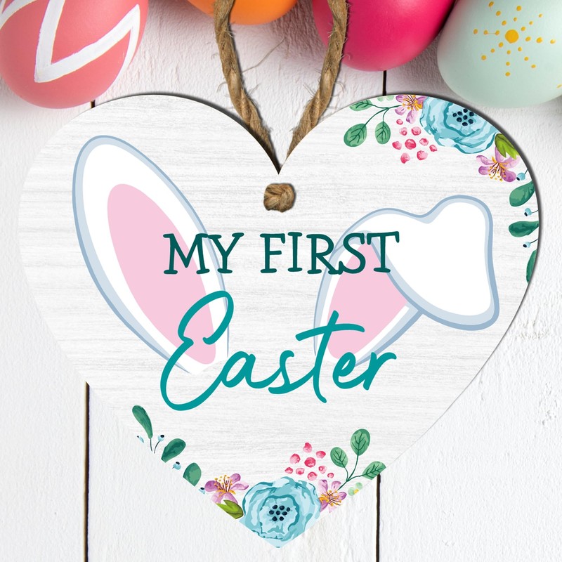 My First Easter Wooden Heart Plaque | Rabbit Ears &