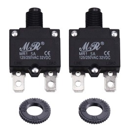 RKURCK 5 Amps Thermal Circuit Breakers, 125/250V AC 32V DC Push Button Manual Reset Overload Protector Circuit Breaker Switch 5A 5 Pack