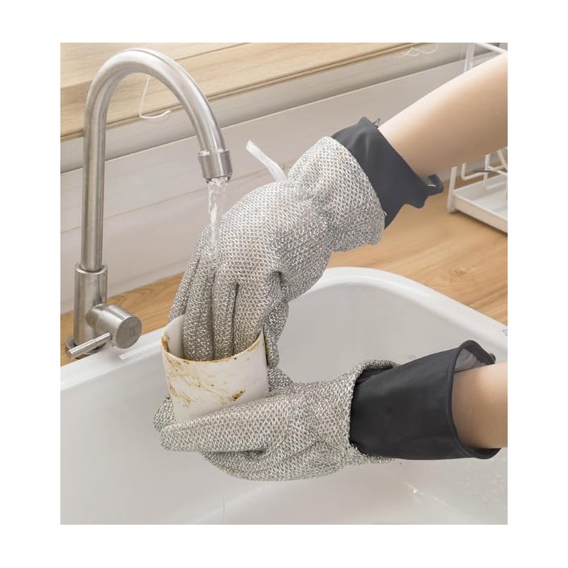 1 pair Wezxrauo Heavy Duty Dishwashing Gloves - Heat &