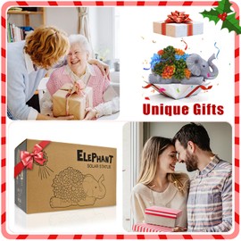 Elephant Statue with Succulent for Garden Decor: Solar Outdoor Sculptures Clearance for Outside Lawn Ornaments – Porch Patio Balcony Front Yard – Birthday Gifts for Mom Grandma Women