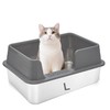 Kexkyo Enclosed Stainless Steel Cat Litter Box with Lid Large