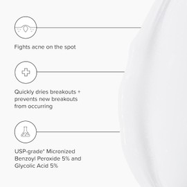 DRMTLGY Acne Spot Treatment and Cystic Acne Treatment. Acne Serum with Micronized Benzoyl Peroxide 5% and Glycolic Acid. 1.1 oz, 2 pack