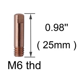 GZTIGWELD - 20 puntas de contacto de 0.03 pulgadas y 0.8 mm M6 x 25 mm accesorio de cobre para linterna de soldadura MB-15AK MIG/MAG