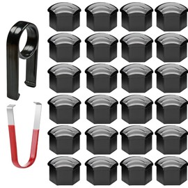 Gebildet 24pcs Wheel Nut Cap 17mm(5pcs Anti-Theft Bolt Cap+19pcs Normal Bolt Cap) Hexagonal Tire Nut Covers with Removal Tool Set for Cars(Grey)