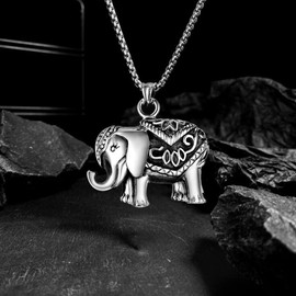 Cute Elephant Necklace Lucky Animal Pendant Wild Animals Holiday Jewelry Gift for Girls Teens Elephant Lovers Stainless Steel, Stainless Steel