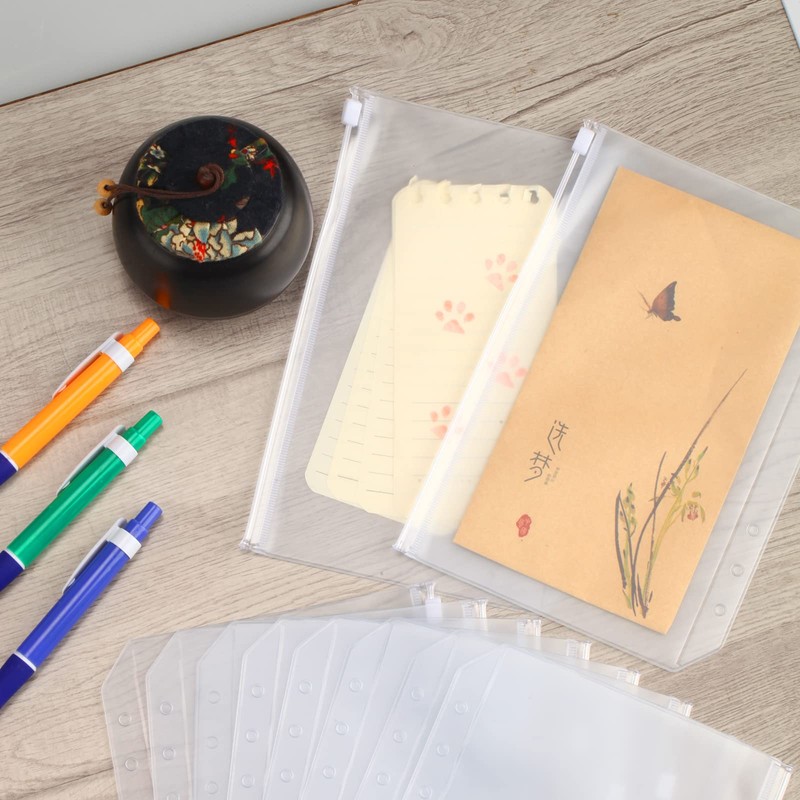 EKKONG A5 Binder Pockets, 6 Holes Zip Folder, Waterproof, Zip