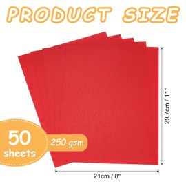 MECCANIXITY 50 Pcs Shimmer Cardstock Paper, 8 x 11 Inch Bright Red Shimmer Paper Sheets, Metallic Cardstock Paper for Art Supplies, Paper Crafting, DIY Crafts