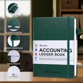 Accounting Ledger Book - Ledger Books Bookkeeping for Personal & Small Business Accounting, Expense Tracker Notebook for Expenses, Deposits & Balance, A5 Log Book for Small Business Essentials, Green