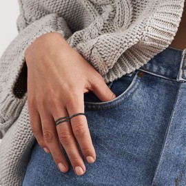 ChicSilver 2MM Thin Sterling Silver Plain Dome High Polished Ring for Women Men Unisex Black Engagement Wedding Band Size 6