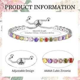 DOA Graduation Gifts for Her, 2025 Graduate Gift, Silver Tennis Cubic Zirconia Adjustable Bracelet Graduation PresentsFor Daughter Granddaughter Niece Bestie Friends