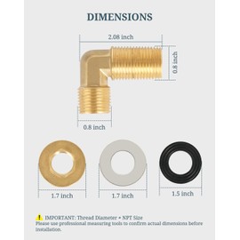 Phivan Wall Mount Faucet Installation Kit 1/2" NPT Solid Brass Commercial Faucet Parts 90 Degree Faucets Adapter Backsplash Mount Set for Stainless Steel Commercial Kitchen Prep & Utility Sink (2 Pcs)