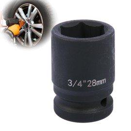 Deep 6-Point Impact Socket 3/4" Drive 28mm,Chrome Molybdenum Steel, Anti-Rust Metric Hex Socket for Car Repairs and Impact Wrench