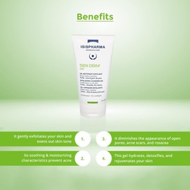 Teen derm Gel Isispharma , gel de limpieza con esferas exfoliantes.