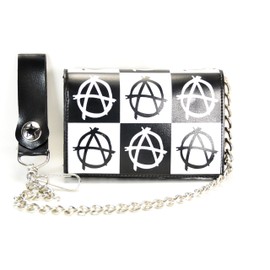 Anarchy Trifold Bikers Wallet with 16" Chain Red (White)
