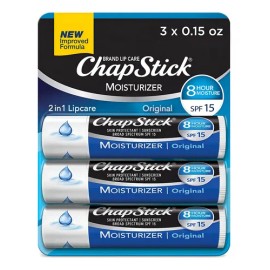 Bálsamo Labial Hidratante Chapstick, Set Por 3, Original                                                                                              