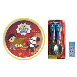 Ryan's Bundle Pack includes Melamine Hard Plastic Plate, Metal Fork and Spoon Set