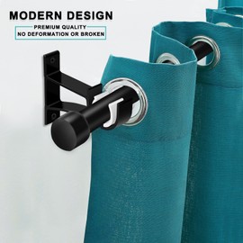 8 Pack Curtain Rod Brackets, Heavy Duty Curtain Rod Holders Hooks Black Curtain Brackets for 1 to 1.2 Inch Drapes Rods, Drapery Rod Hangers Supports