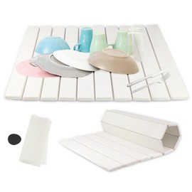 Large Stone Dish Drying Mat，Diatomaceous Dish Drying Mats 24"(L)×16"(W) Fast Dry Super Absorbent Collapsible Dish Drying Mats for Matches Any Countertop Dishes, Bottles, Cups