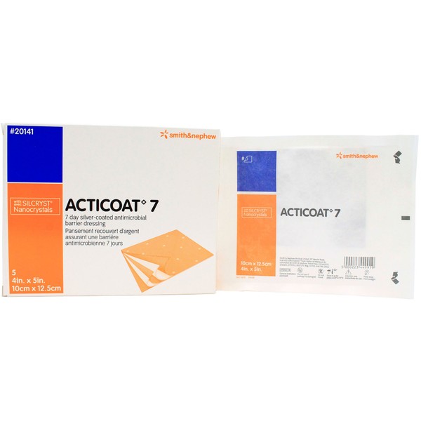 Smith and Nephew 20141 Acticoat 7 Antimicrobial Dressing 4" x 5" - Box of 5