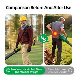 Universal Leaf Blower & Trimmer Shoulder Strap - Adjustable Design with Non-Slip Padded Sling & Extra Anti-Slip Underarm Strap for Weight Relief, Compatible with EGO,YOOVL,WOLFMEN,Worx,DEWALT (black)