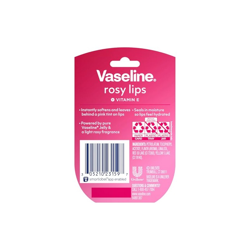 Vaseline, Rosy Lips, Lip Therapy, .25 OZ, (Pack of 3)