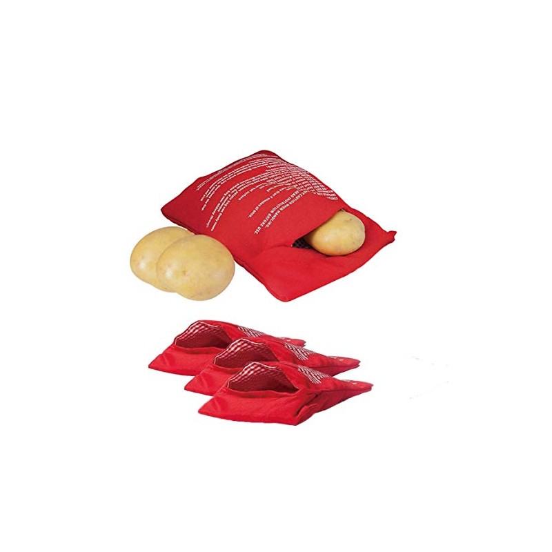 4 Pack Red Microwave Potato Bag Reusable Potato Pouch Cooker