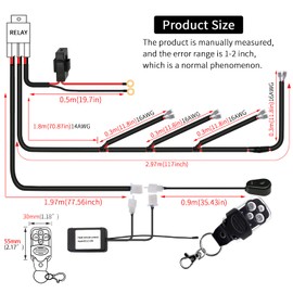 Kit de arnés de cableado de control remoto, 4 cables DC12 V, interruptor de encendido y apagado, fusible, 14 AWG, kit de arnés de cableado para luces de conducción LED, barra de trabajo, luces