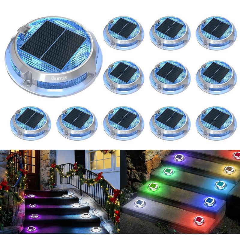 Quntis 12 Pack Outdoor Solar Deck Lights Multicolored - 11