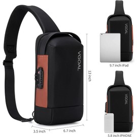 VGOAL Sling Rucksack Men'S Chest Bag Shoulder Crossbody Sling Rucksack mit TSA Lock und USB Charging Port Umhängetasche