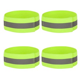4PCS High Visibility Armbands, Elasticated Ankle Bands Hi Vis Reflective Running Armbands Wristbands Slap Armbands Reflector Strips Safety Bands For Running Walking Cycling Jogging Nigh Outdoor Safety