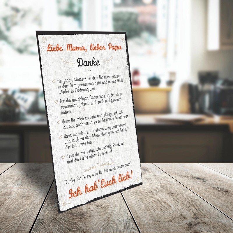 Thank You Mum and Dad Sign for Home with Quote