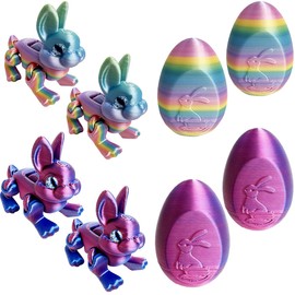 QBvuj 3D Printed Easter Eggs with Bunny Inside,Crystal Bunny Egg,Easter Basket Stuffers,Easter Gifts Home Executive Desk Decor,Easter Surprise Rabbit Eggs