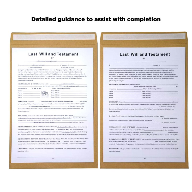 Last Will and Testament Kit, Joyfulmap Simple Will Forms –