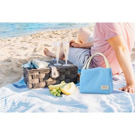 FAVORTALK Lunch Box for Men Women Adults Small Lunch Bag for Office Work Picnic Reusable Portable Lunchbox, LightBlue, 11115