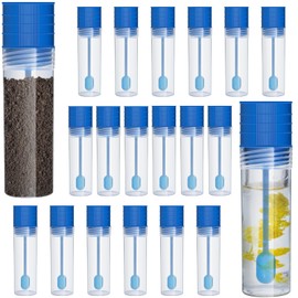 TOTSUN 20Pcs Stool Containers Sample 15 ML Plastic Test Tube Cups with Spoon Stool Specimen Cup Blue Cap Cryogenic Test Tube Urine Cups for Laboratory Medical Use School Educational(Blue)
