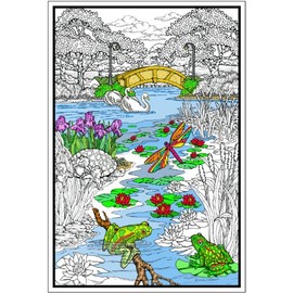 Stuff2Color Pond in The Park - Giant 22 X 32.5 Inch Line Art Coloring Poster (Great for Family Time, Adults, Kids, Classrooms, Care Facilities and Group Activities)