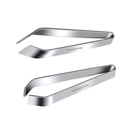 RUIENGCOMM 2Pcs Stainless Steel Fish Tweezers Bones Slant Pliers Remover Set Fish Bone Tweezers Tweezers Flat and Slant Kitchen Cooking Tweezers for Kitchens, Restaurants, Buffets.