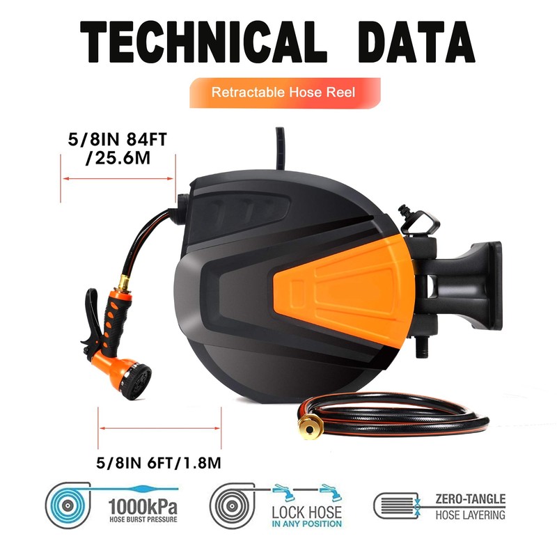 Ayleid Retractable Garden Hose Reel,3/8 in x 66 ft Wall