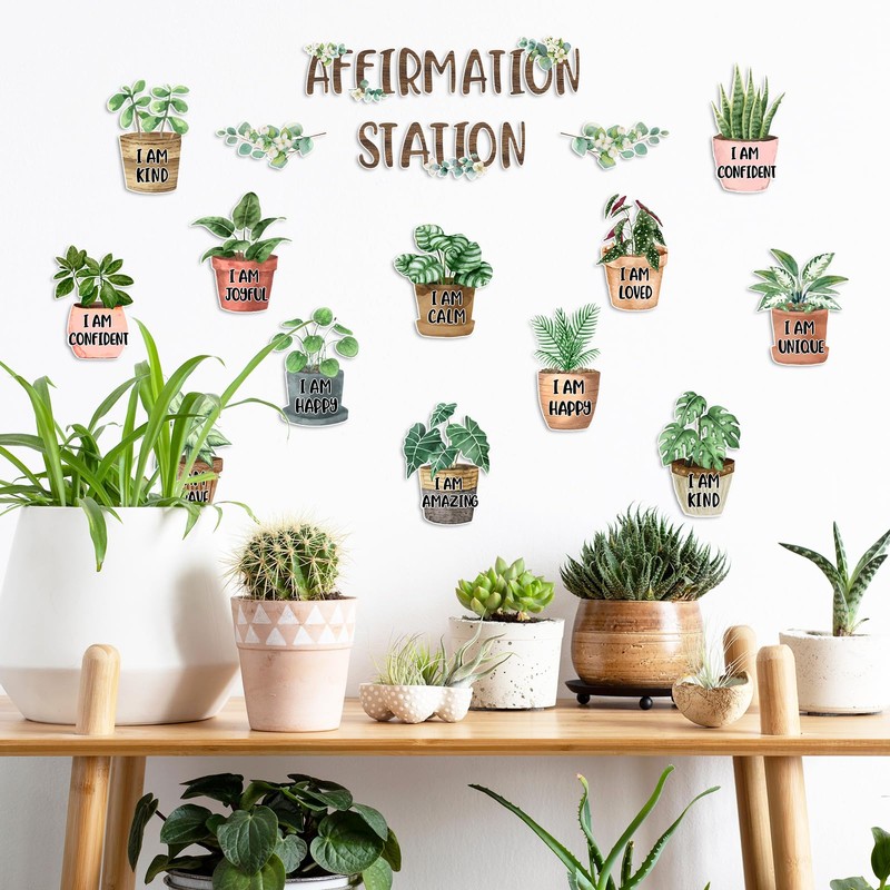 FYSUIMU Greenery Affirmation Station Bulletin Board Classroom Decorations Inspirational Motivational