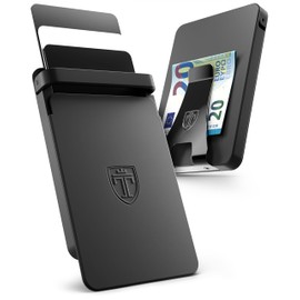 TRAVANDO SLYDE Aluminium Kartenetui mit RFID Schutz - Kartenhalter mit Geldklammer für 7 Karten - Kreditkartenetui Portmonee Herren Slim Wallet