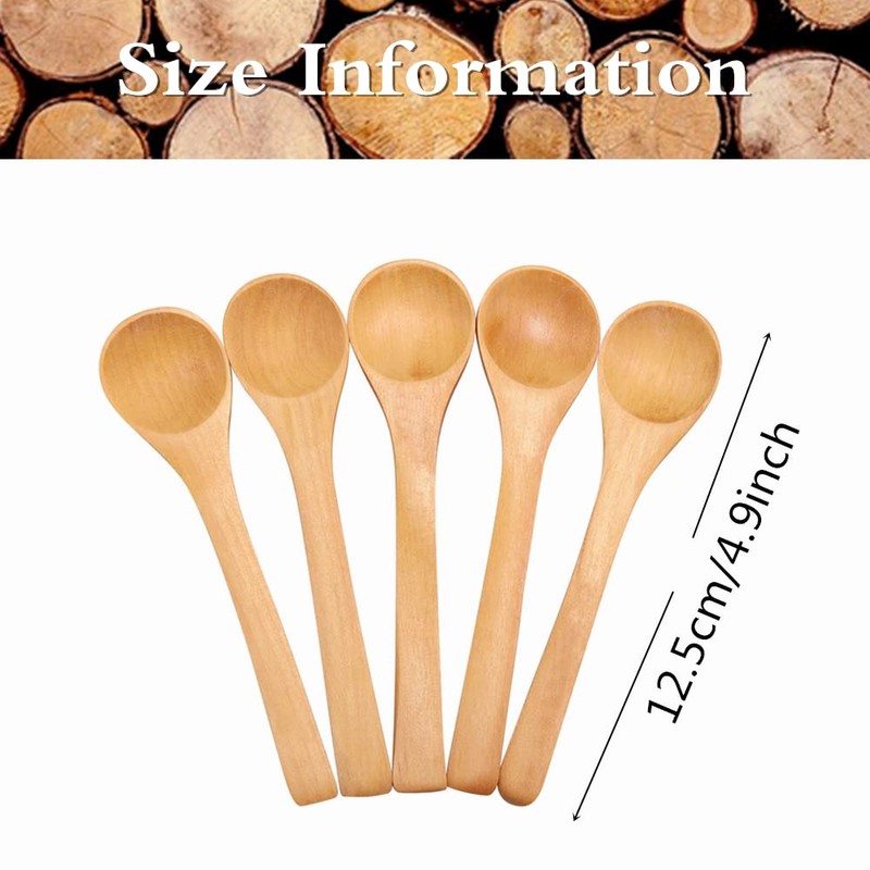30pcs Mini Handmade Wooden Spoon Small Wood Children Spoons Ice-Cream