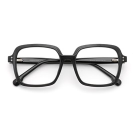 JFXQDR Blue Light Blocking Glasses for Women and Men, Retro Square Frame Computer Gaming Eyeglasses Anti Glare & UV RF6215 (Black)