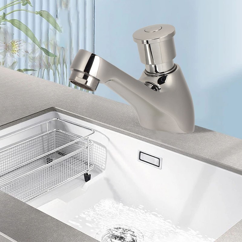 Washbasin Tap, G1/2 Delay Faucet, Single Cold Water Tap, Self-Closing