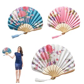 louuuou 3 PCS Hand Fan Folding, Folding Fan Paper Fans Handheld Birthday Gifts Dancing Cosplay Party Props Decoration for Women Dancing Party Gift Cosplay Music Festival ﻿