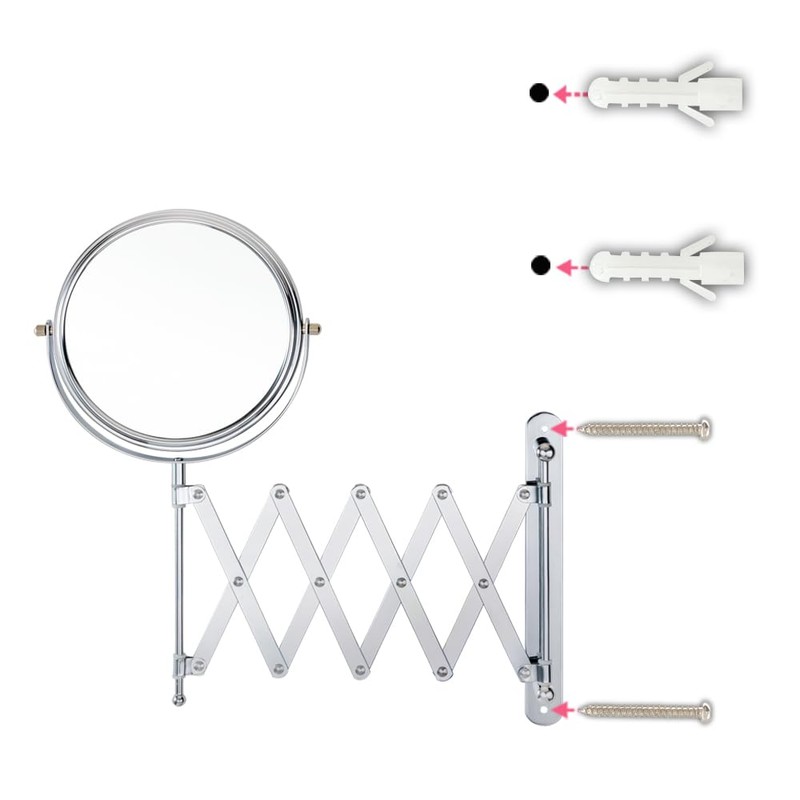 Welllink 8Inch XL Wall Mounted Bathroom Mirror, 1X/7X Magnification, High-Definition