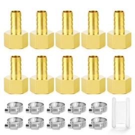 TAILONZ PNEUMATIC 8 mm OD Barb x 1/4 Inch BSP Brass Female Thread Hose Fitting Connector (Pack of 10)