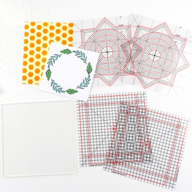 Briartw 6x6 Grip Mat with Printed Guides,Multi-Use Non-Slip Sticky Mats Fit in original-size Stamp Positioning Tool,Photopolymer Mat for Centering & Aligning Tape-free Stenciling Ink Blending