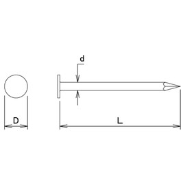 DAIDOHANT 10187029 Colored Nail Galvanized Nail Black (Body Diameter d) #15 1.8 x (L) 25mm (Straight) (Approx. 80 Pieces)