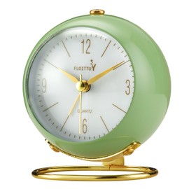 FLOITTUY Silent Table Analog Alarm Clock No Ticking, Lighted on Demand and Battery Operated, Beep Sounds, Small Desk Clock(Green)