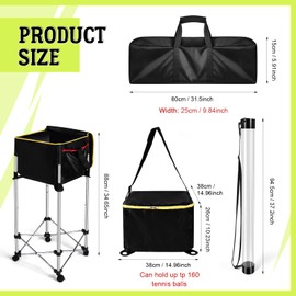 Deekin 2 Pcs Portable Ball Cart and Tennis Ball Pickup Collector Tennis Basket on Wheels with Storage Bag Tennis Ball Picker Upper Tennis Ball Tube Retriever for Baseball Storage (Medium Tube)
